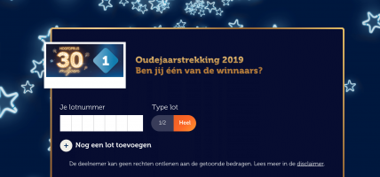 Oudejaarstrekking 2019 staatsloterij