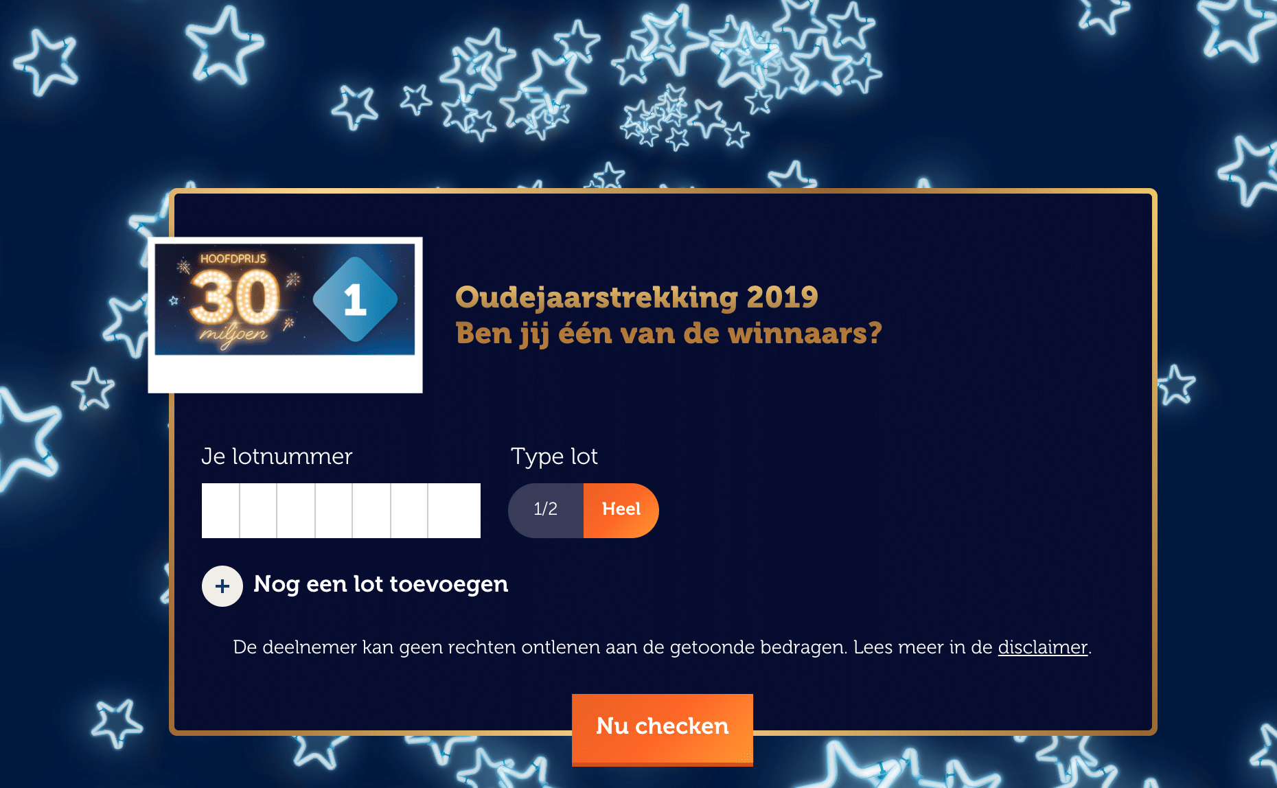 Oudejaarstrekking 2019 staatsloterij