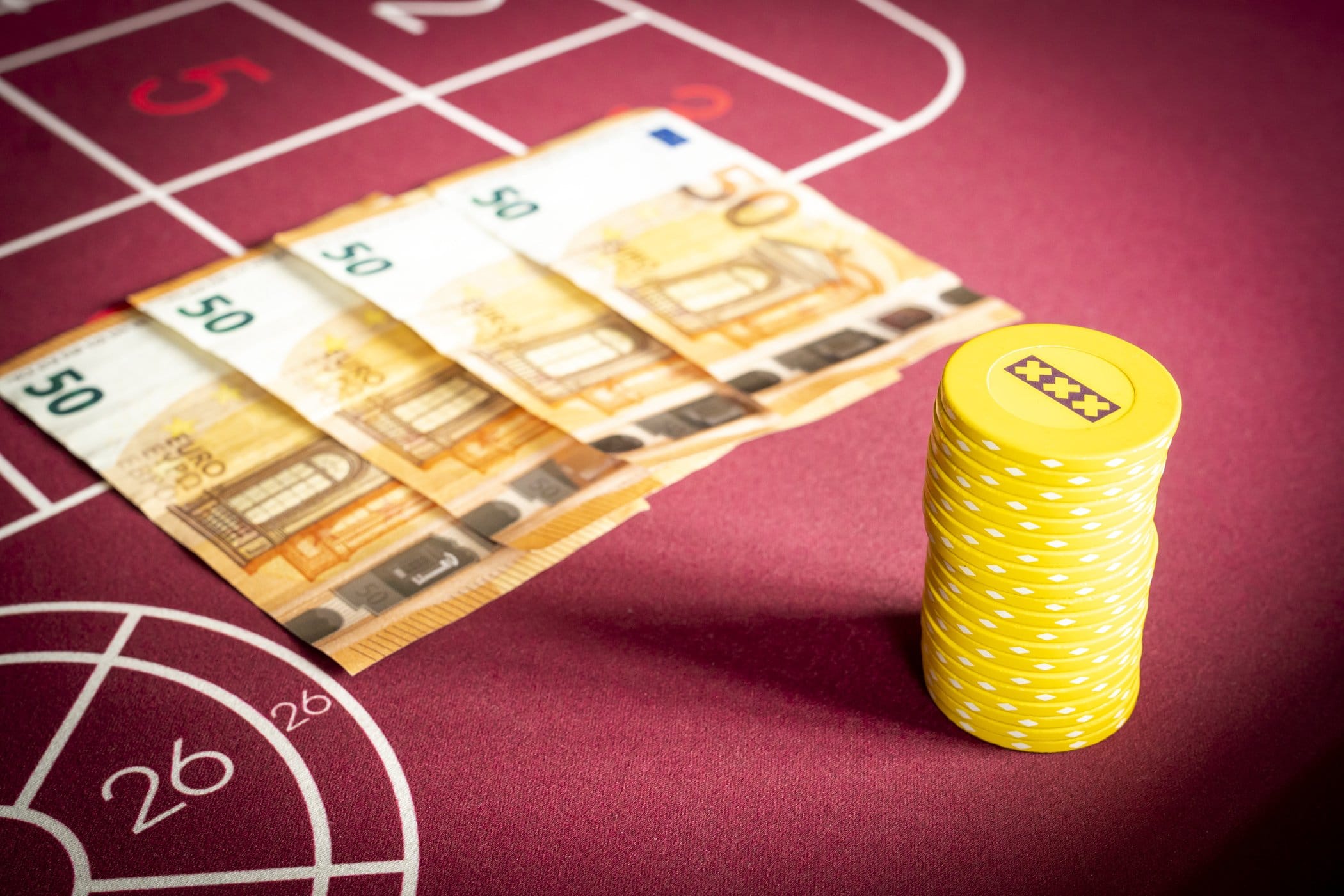 Holland Casino Roulette cash biljetten geld €200 chips fiches