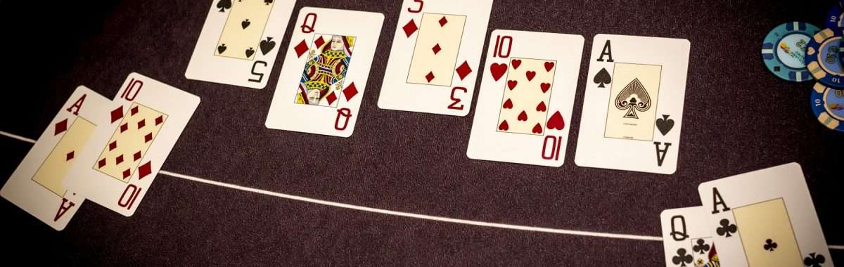 Holland Casino poker twee paar tegen twee paar A10 AT tegen AQ