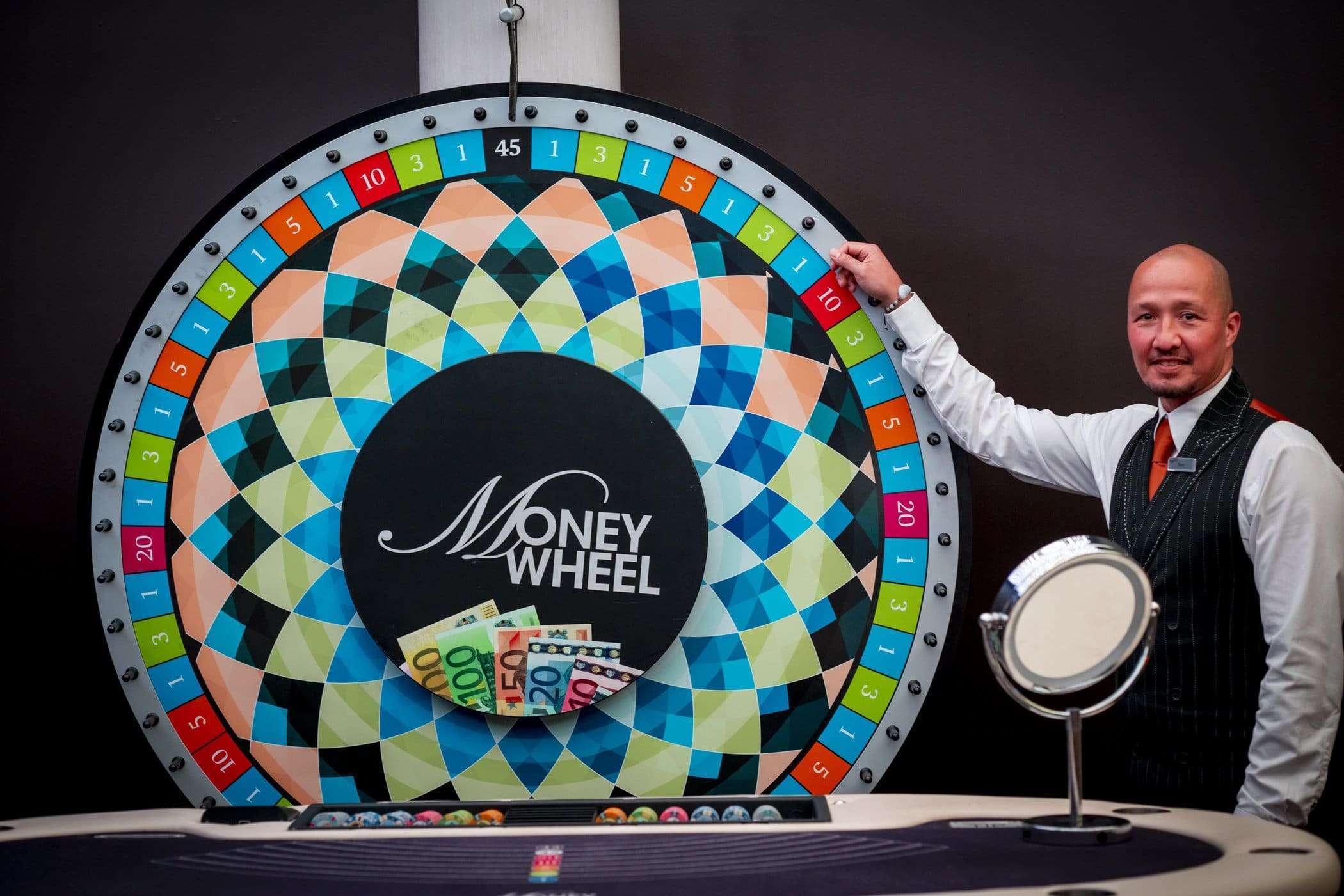 Holland Casino Money Wheel MoneyWheel croupier dealer draait aan het rad