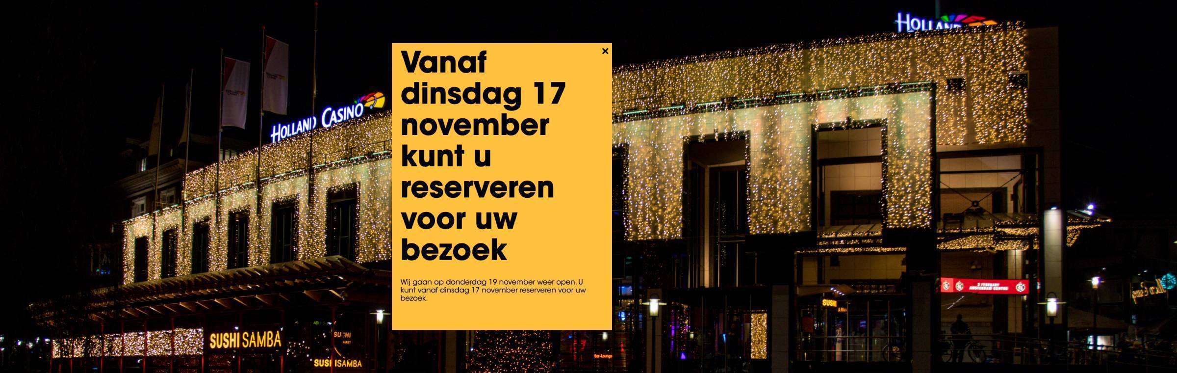 Holland Casino weer open vanaf 19 november