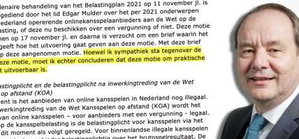 Vijlbrief: illegale online casino's belasting laten betalen is onuitvoerbaar