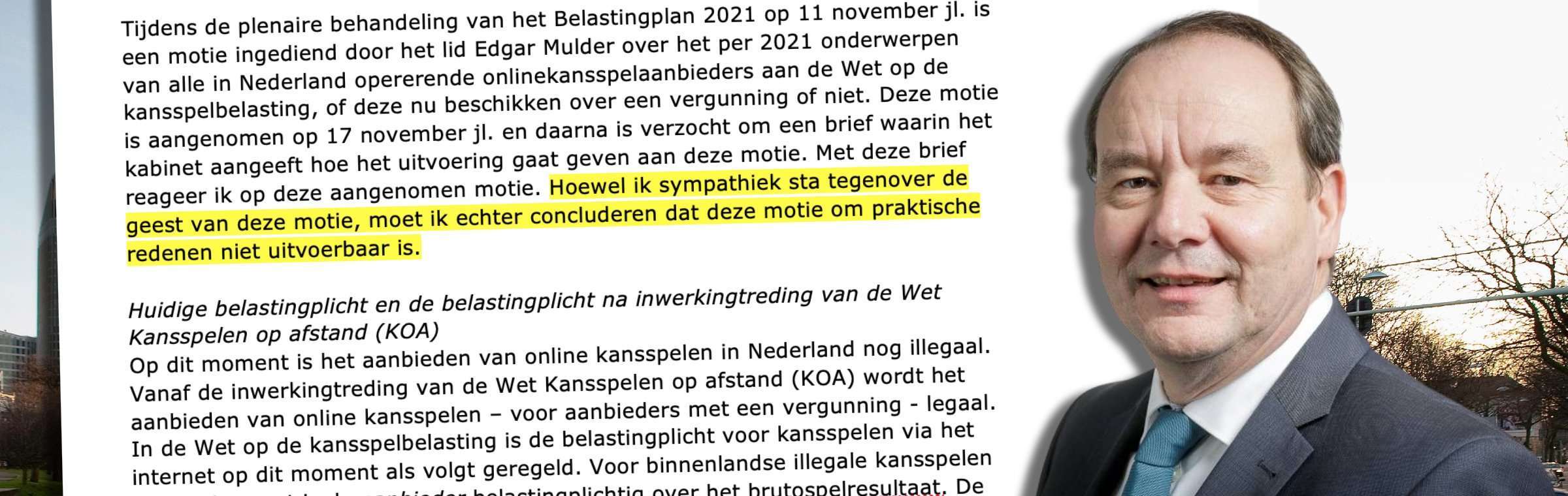 Vijlbrief: illegale online casino's belasting laten betalen is onuitvoerbaar