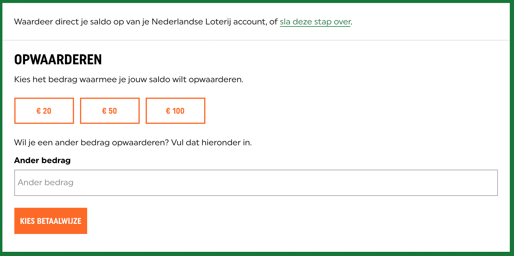 TOTO Stap 1 - Account opwaarderen