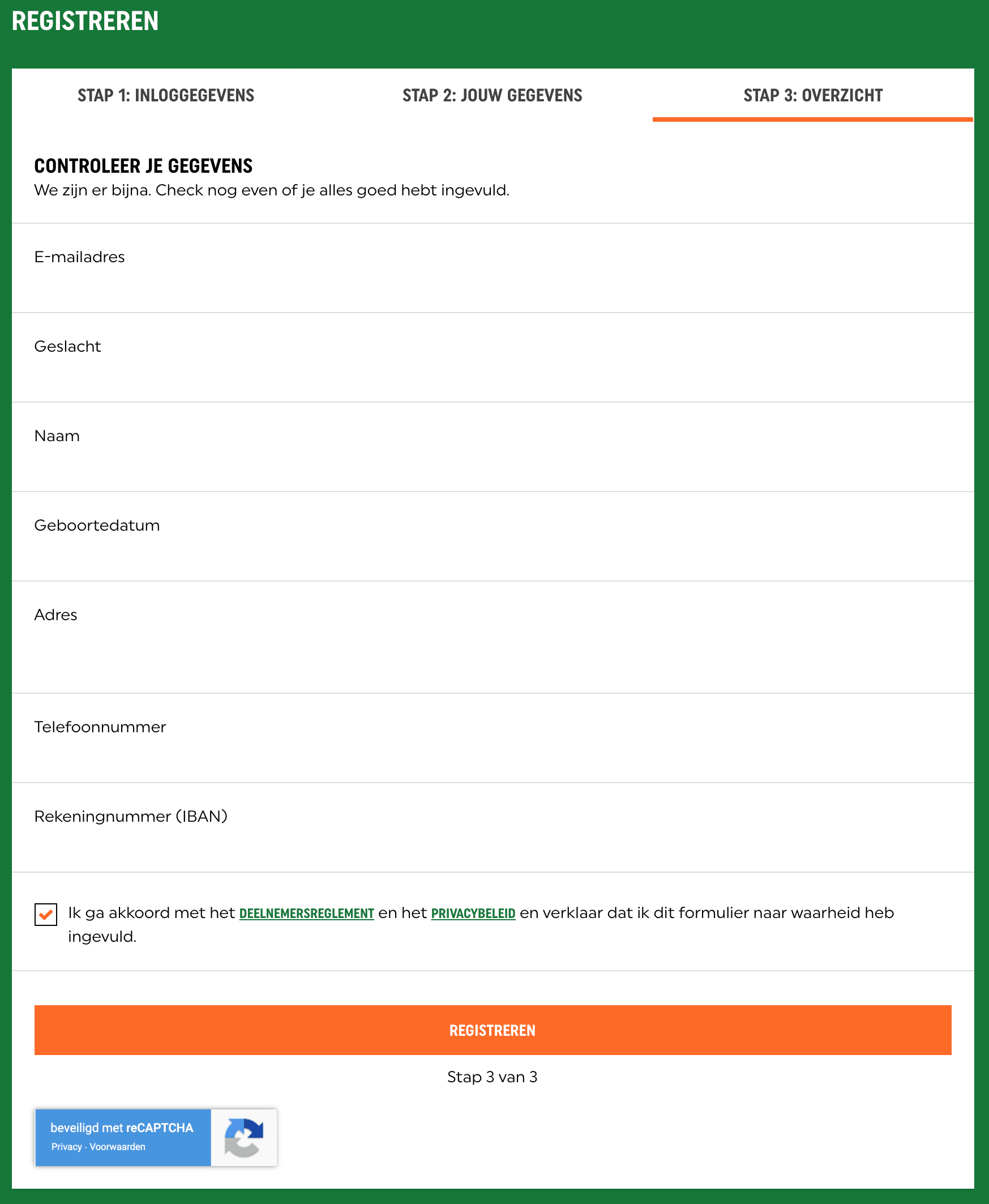 TOTO account aanmaken- stap 4 gegevens controleren