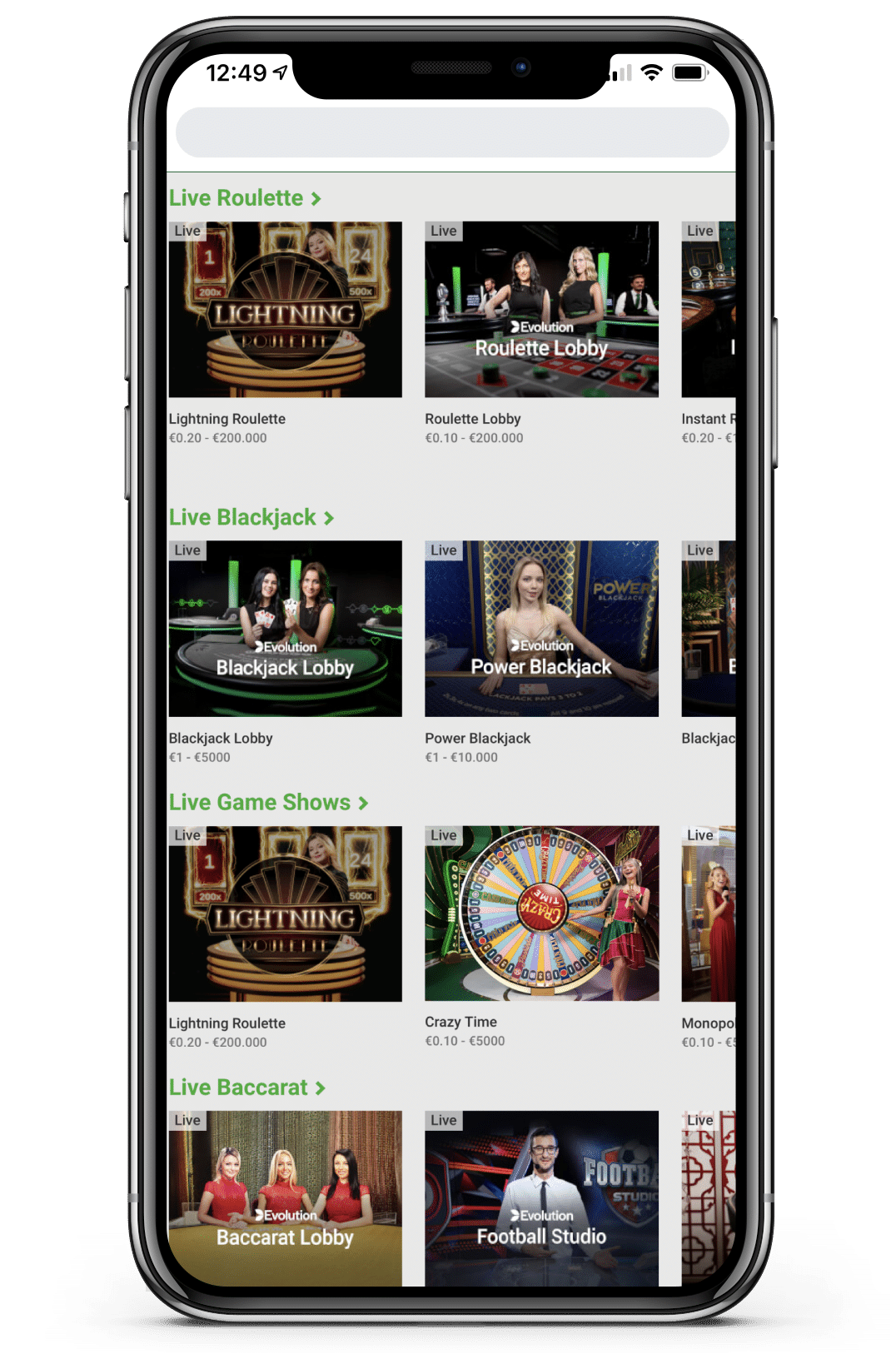 stap 2 - selecteer Live Blackjack