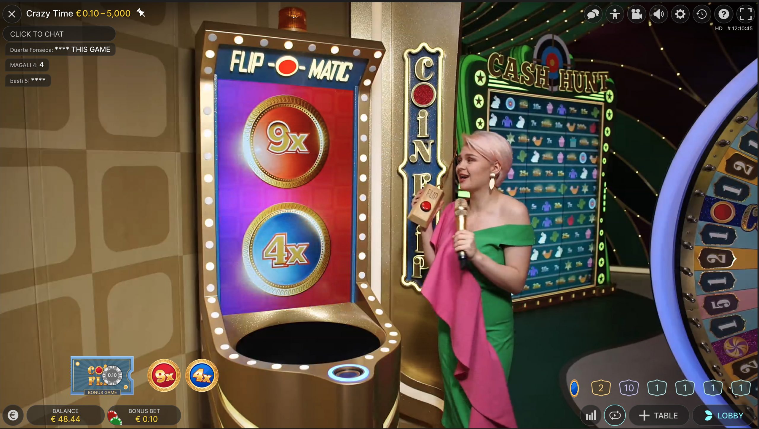 Bonusgame Coin Flip bij Crazy Time