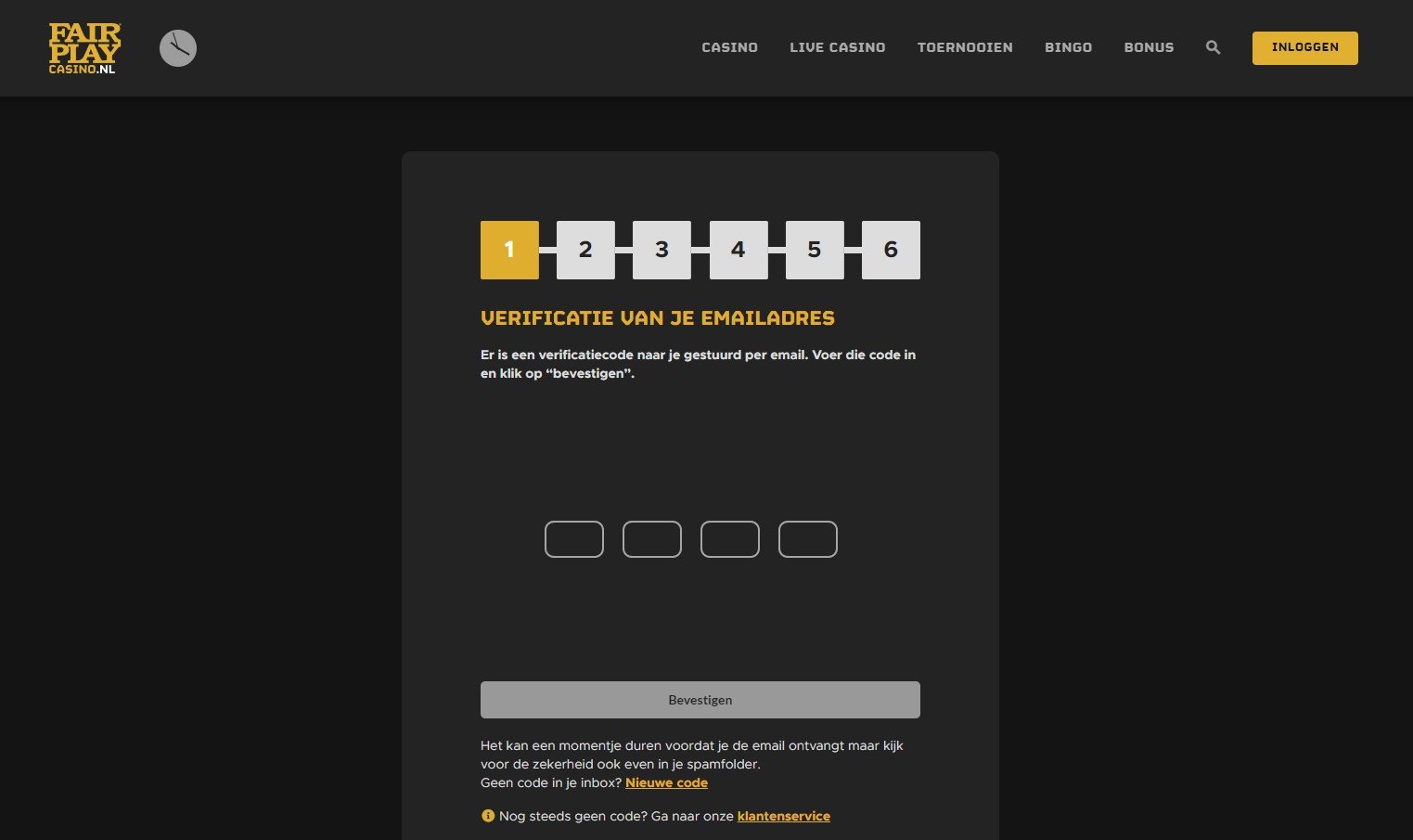 Stap 2 Verificatie Emailadres Fair Play Online