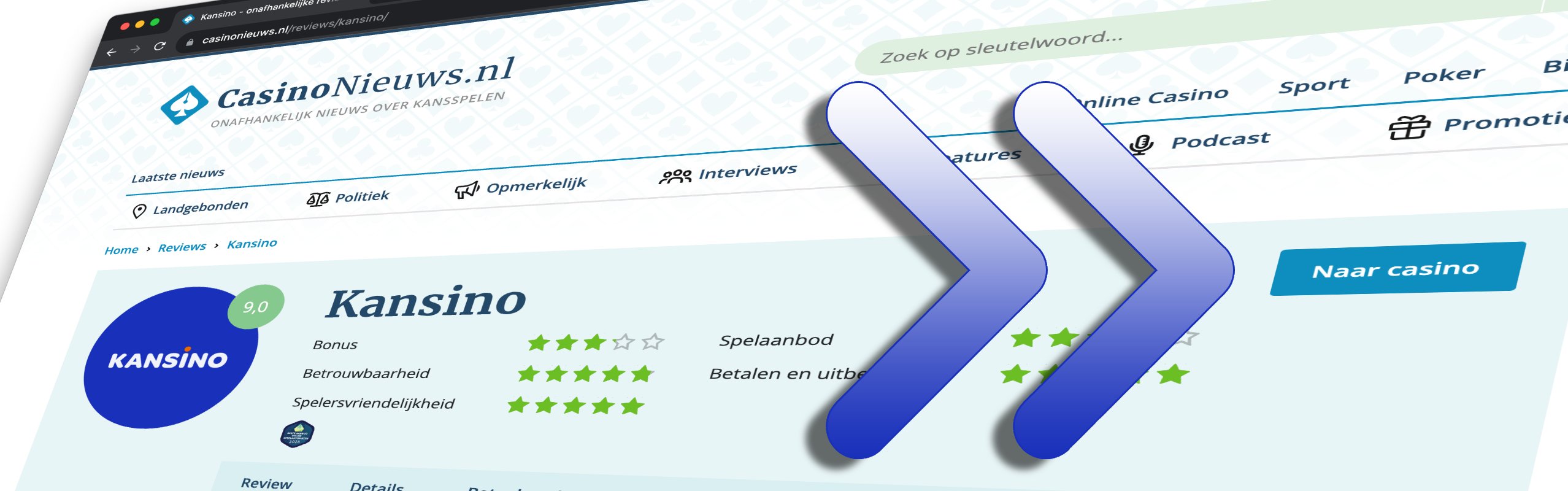 Kansino account aanmaken stap 1