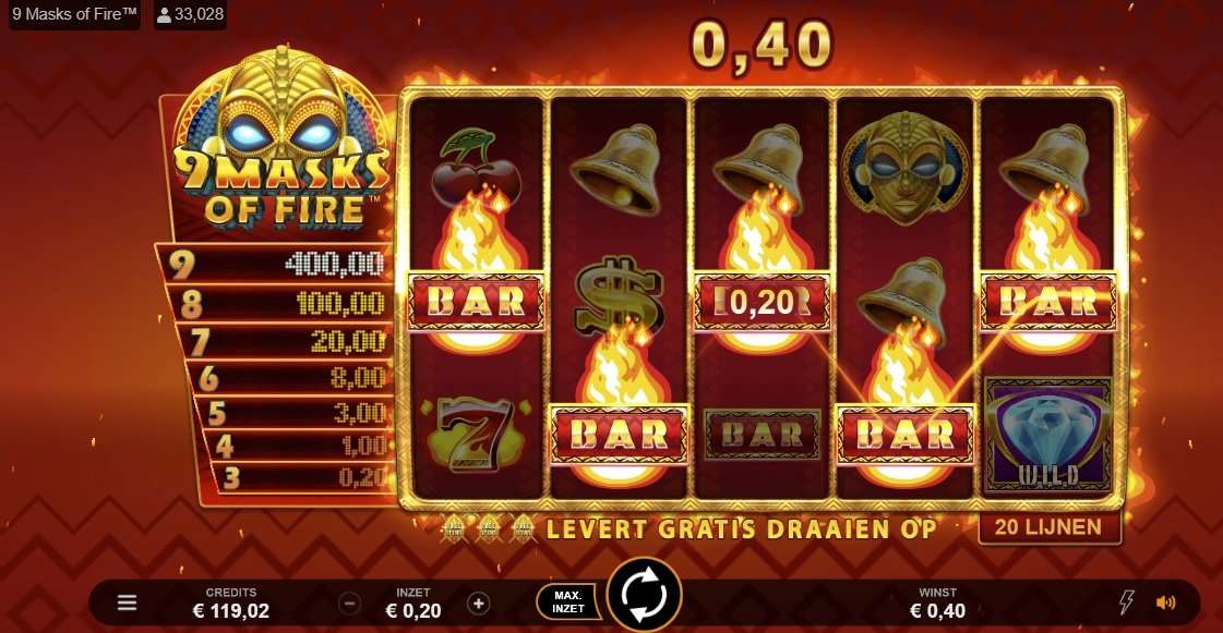 9 masks of fire slot