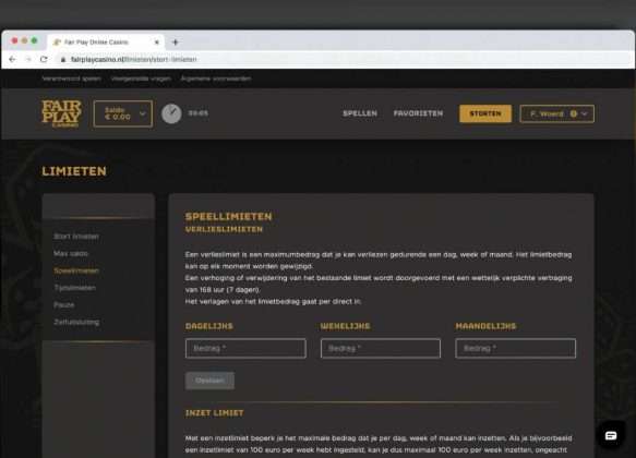 Fair Play Online speellimieten