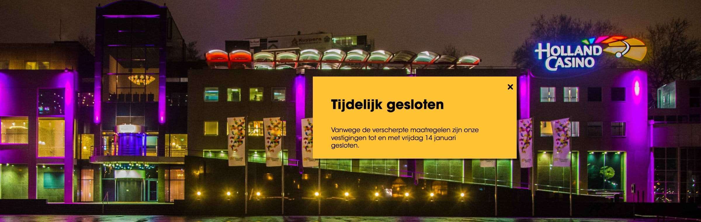 Holland Casino en kansspelautomatenhallen gesloten door lockdown