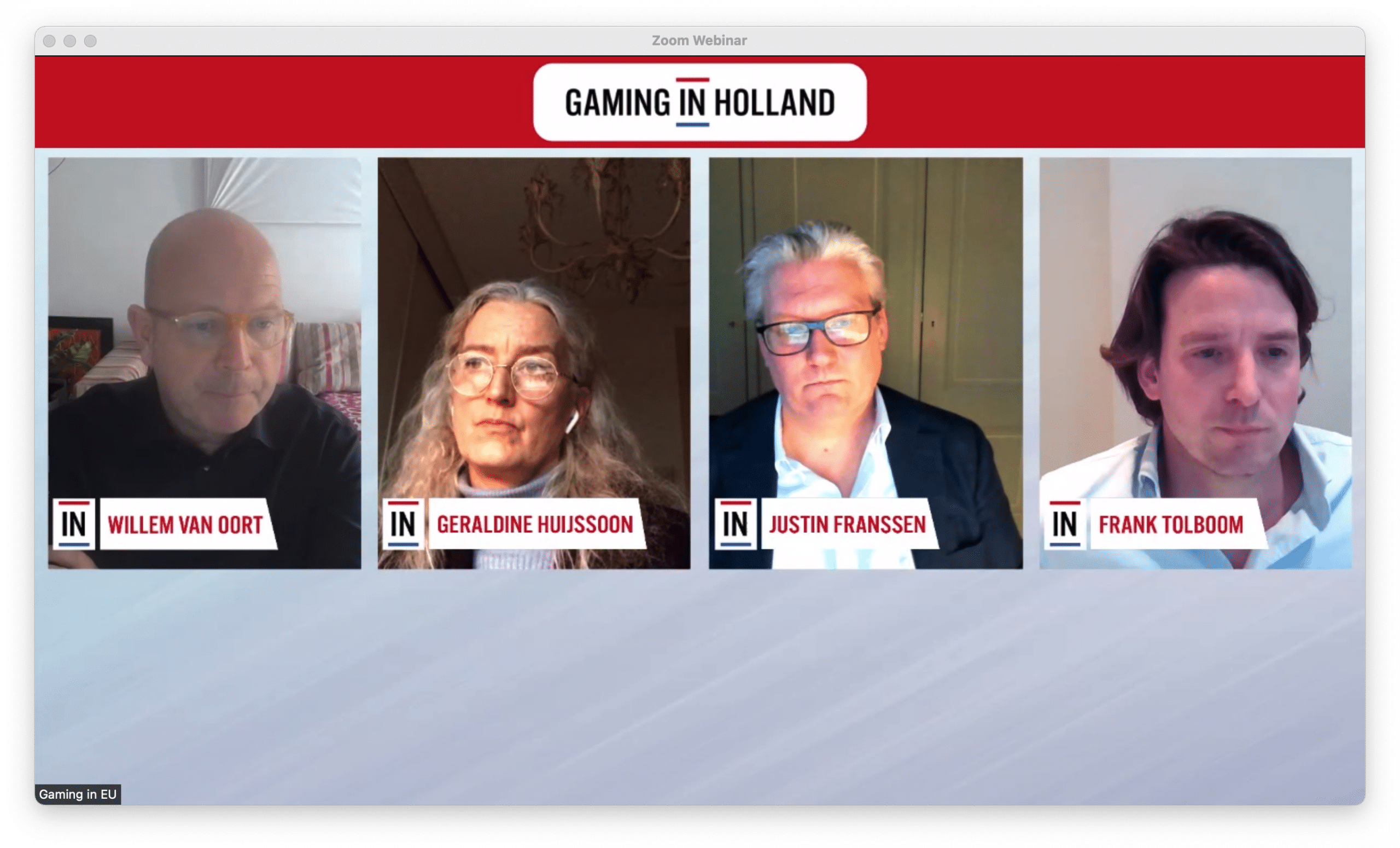 ZOOM webinar Gaming in Holland Ksa Gaming in Holland GIH Frank Tolboom Justin Franssen Geraldine Huijssoon Kansspelautoriteit
