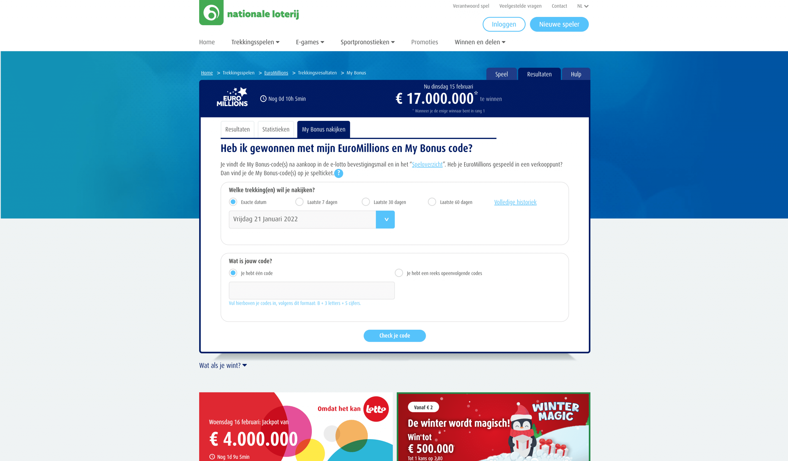 Euromillions Belgische loterij zoekt miljonair
