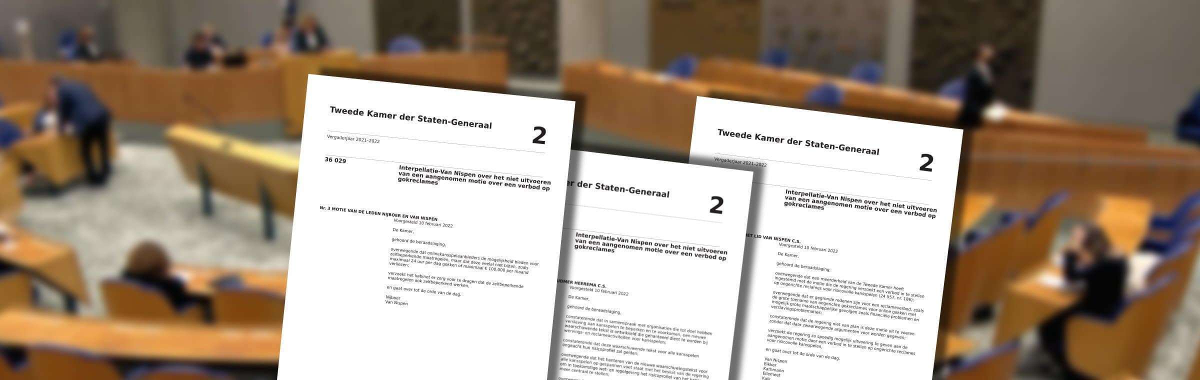 Tweede Kamer moties aangenomen 15 februari 2021 limieten online casino's