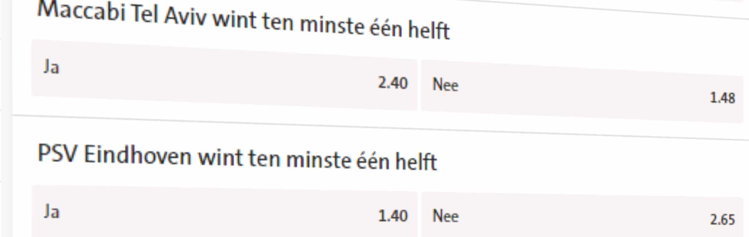 wedden op helften bij bookmakers