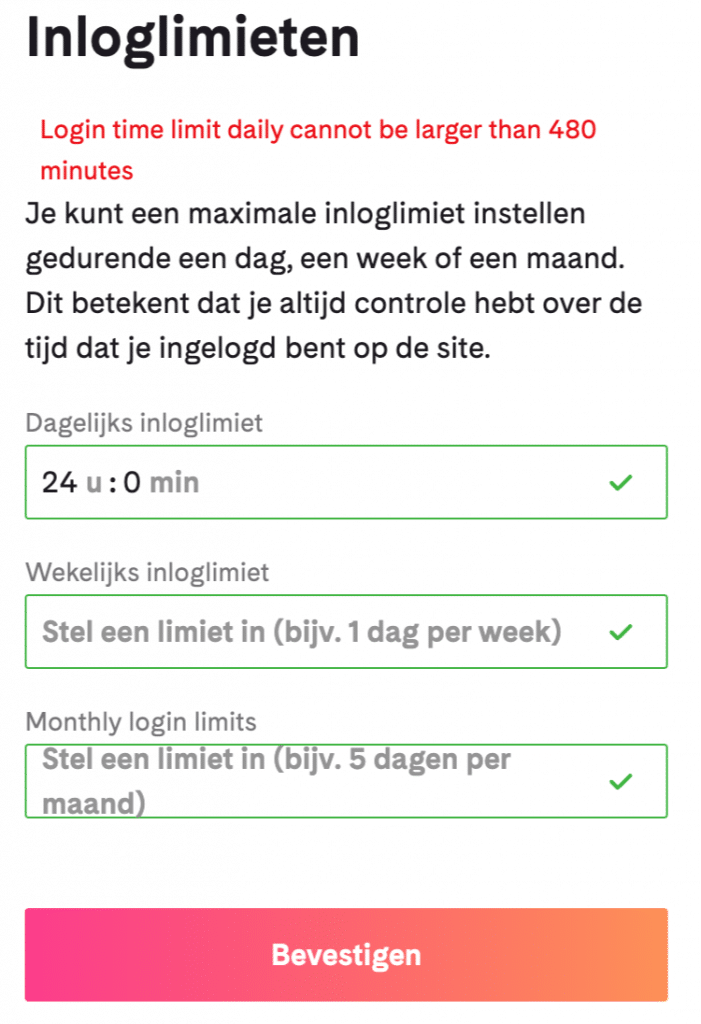 Holland Casino Online inloglimiet