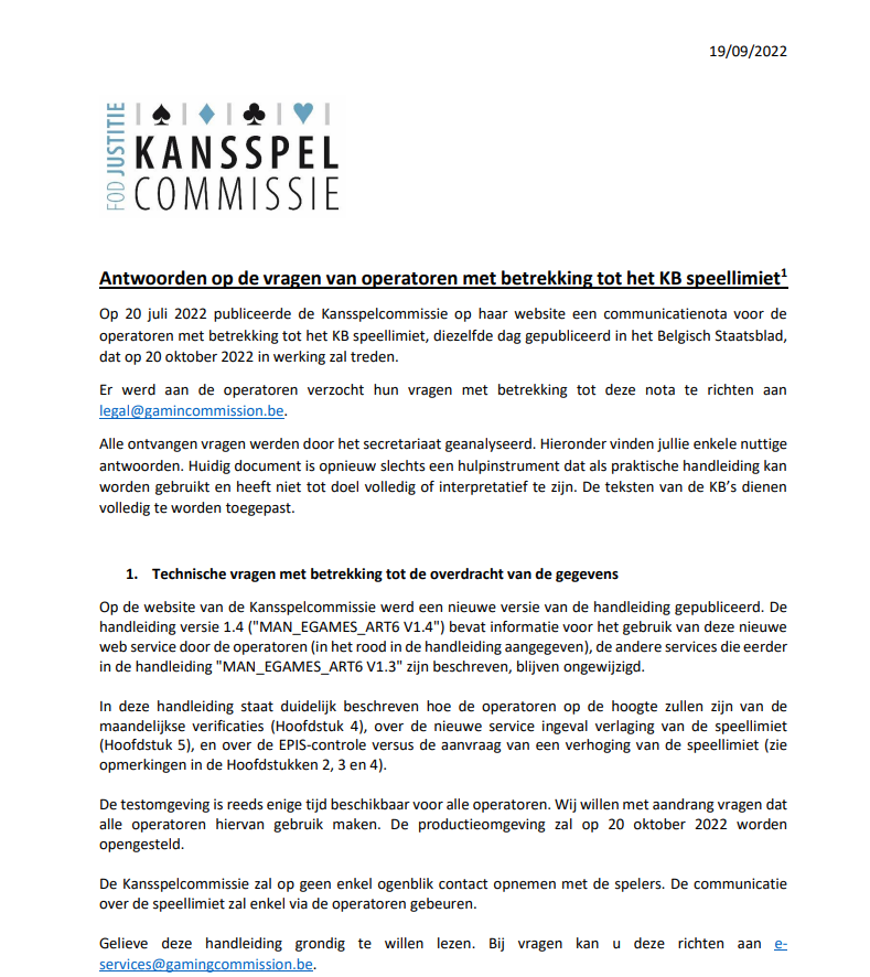 kansspelcommissie speellimiet