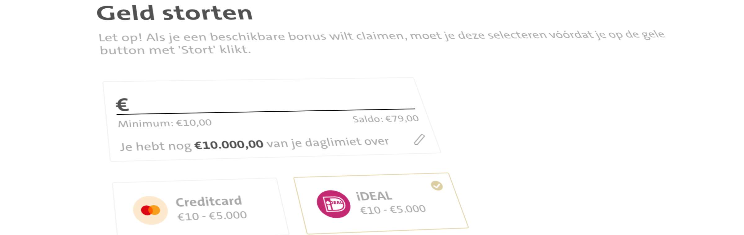Geld storten bij goksites