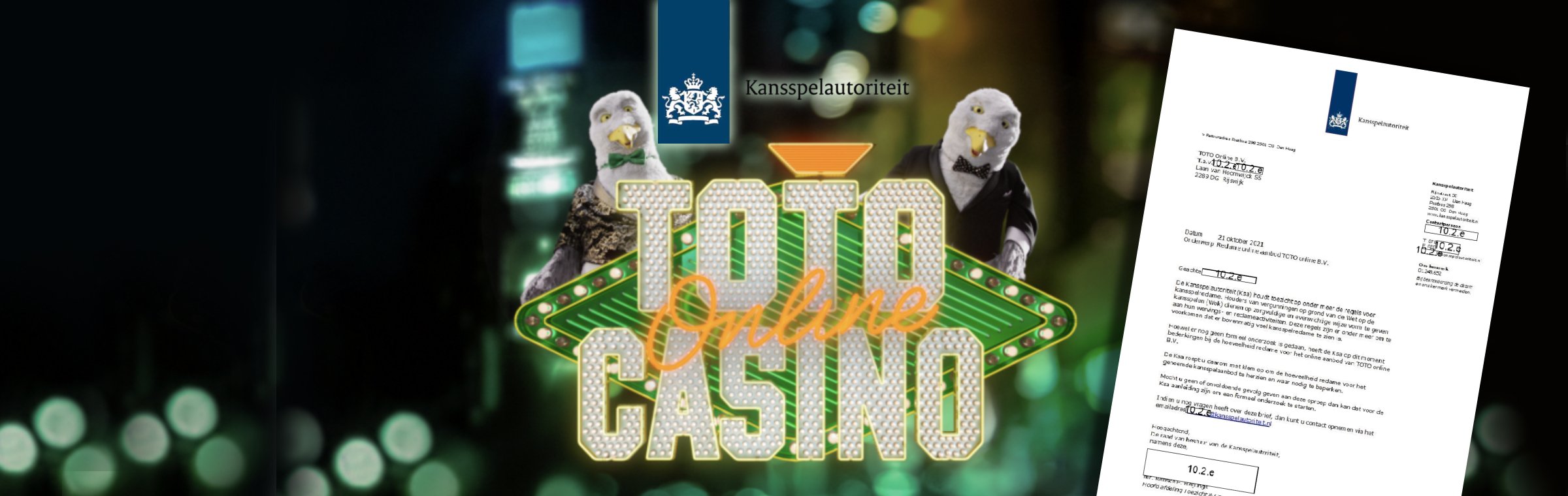 Kansspelautoriteit TOTO reclames brief