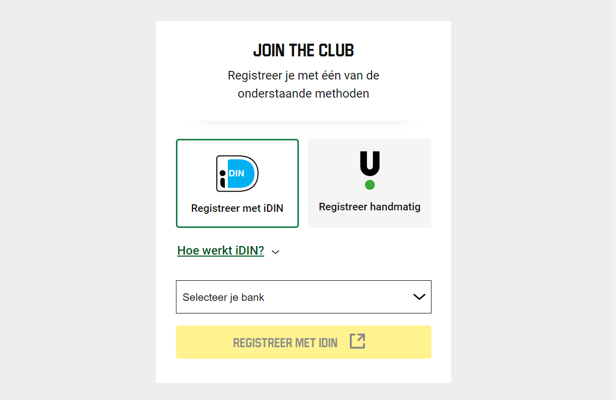 Registratieproces Unibet