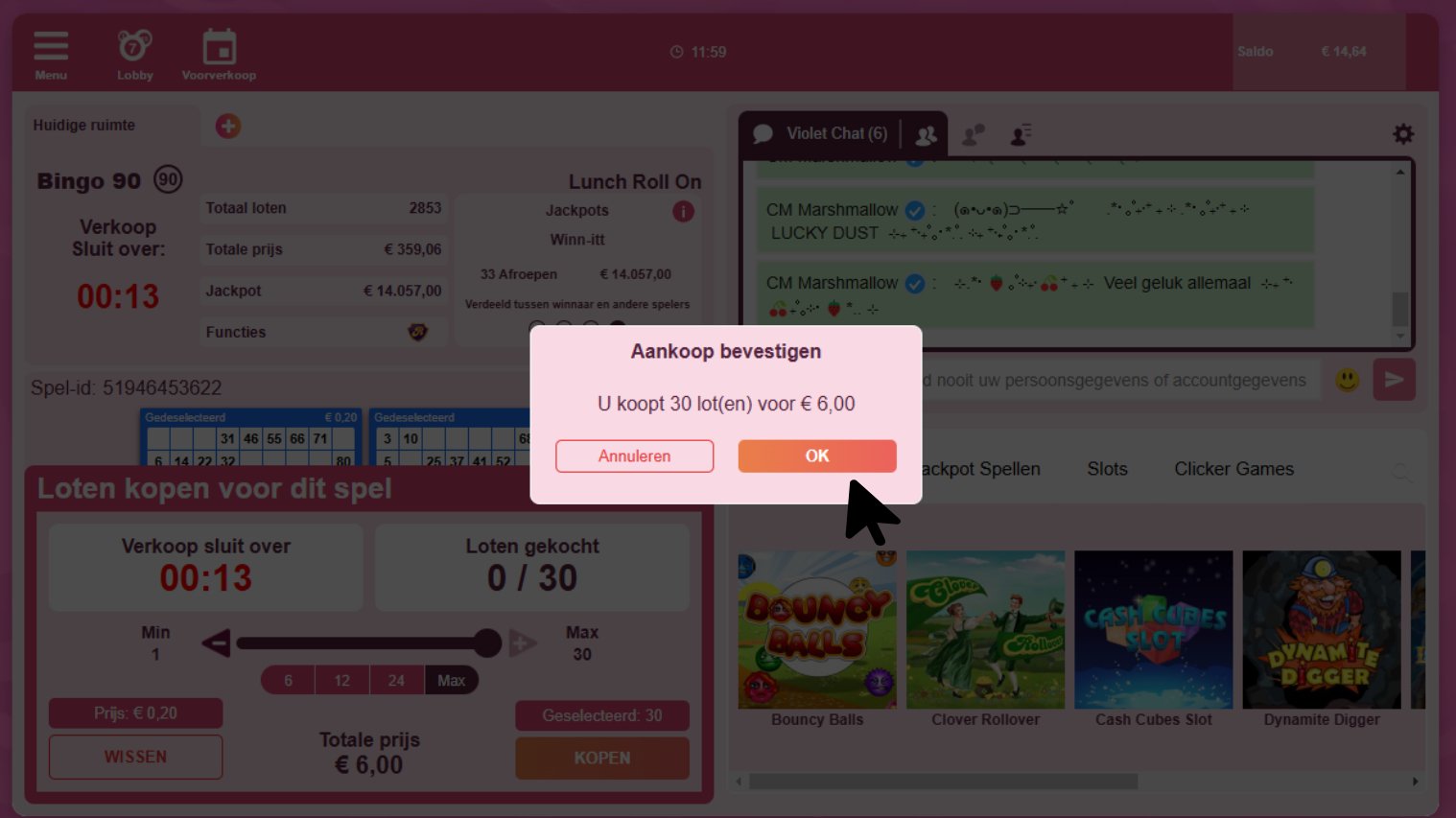 Winnitt Bingo 90 kaarten bevestigen