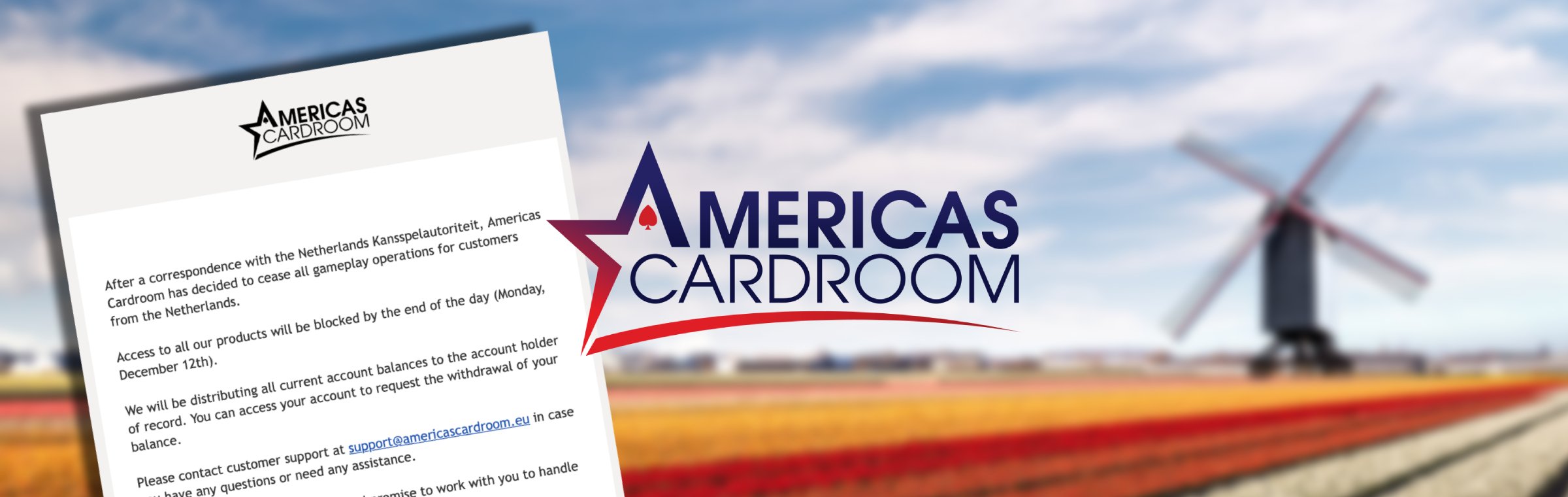 Americas Cardroom (ACR) en andere Winning Poker Network (WPN) skins offline in Nederland op last van Kansspelautoriteit (Ksa).