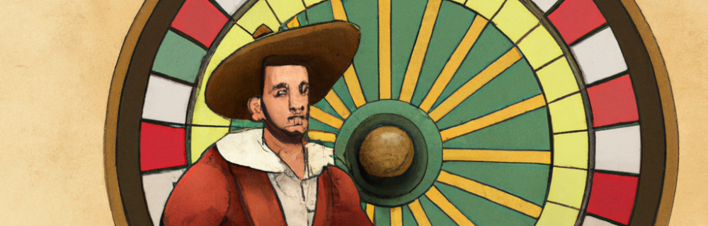 Don Quichot tegen het roulette wheel (DALL E)