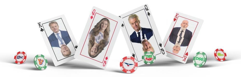 PVV Verkiezingen politieke partijen kaarten mockup chips 2023