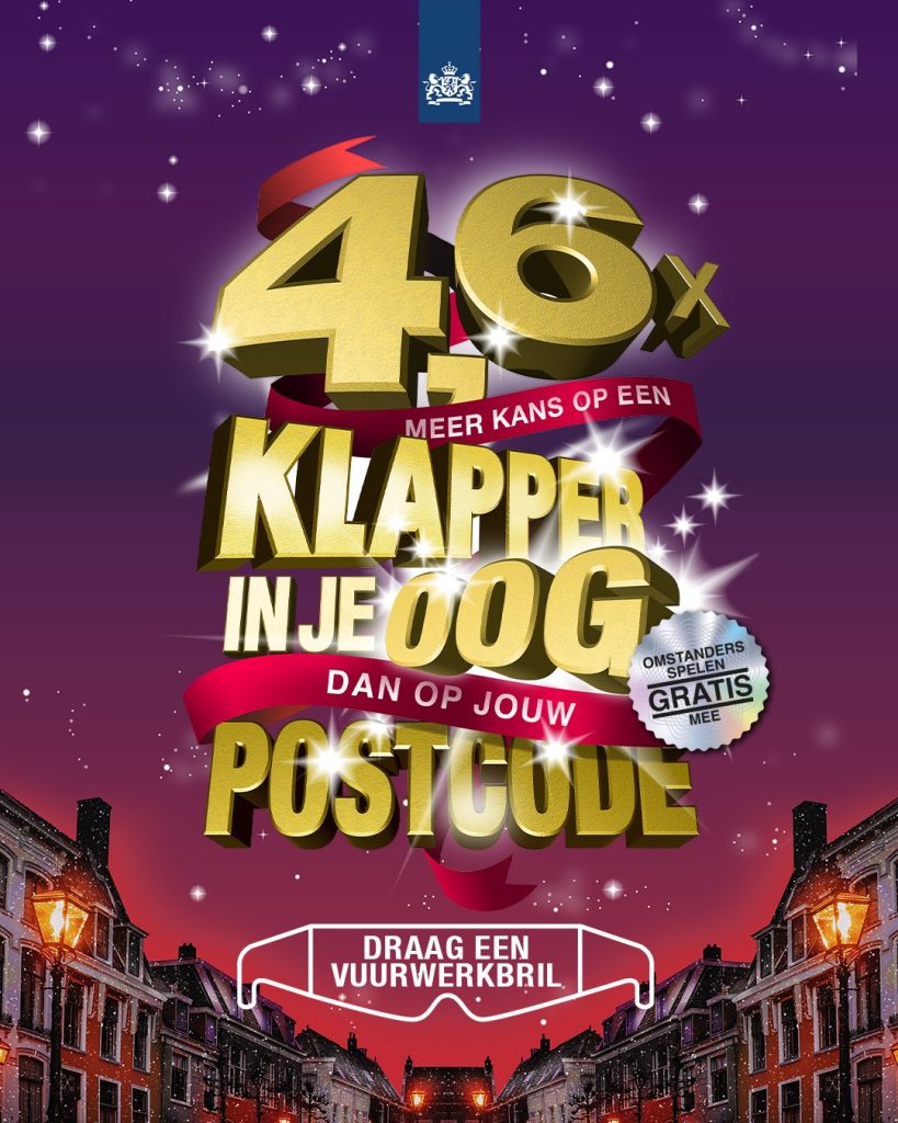 Vuurwerkcampagne Ministerie van Infrastructuur en Waterstaat persifleert Staatsloterij en PostcodeKanjer: “De loterij die je niet wil winnen”