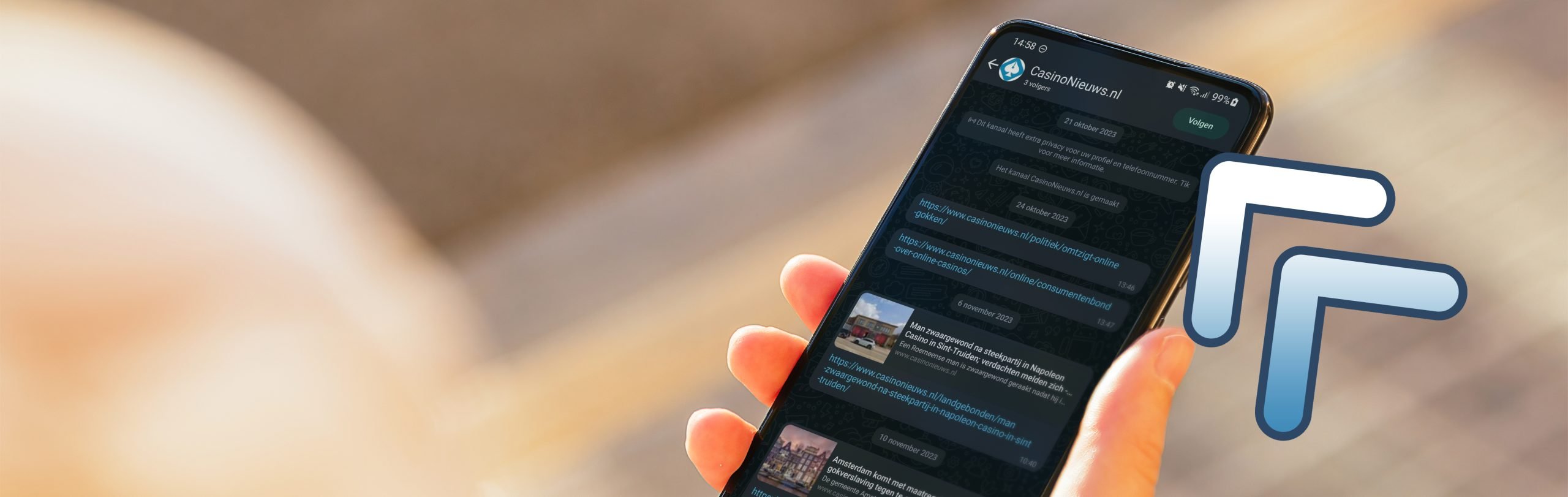 CasinoNieuws.nl WhatsApp volgen kanaal