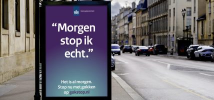 Morgen stop ik echt gokstop Kansspelautoriteit Cruks DOOH campagne pilot