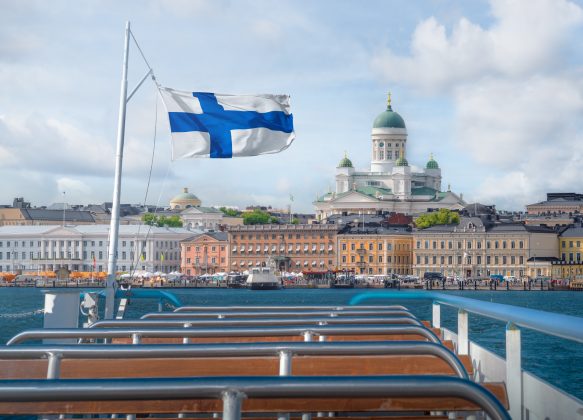 Finland flag on boat