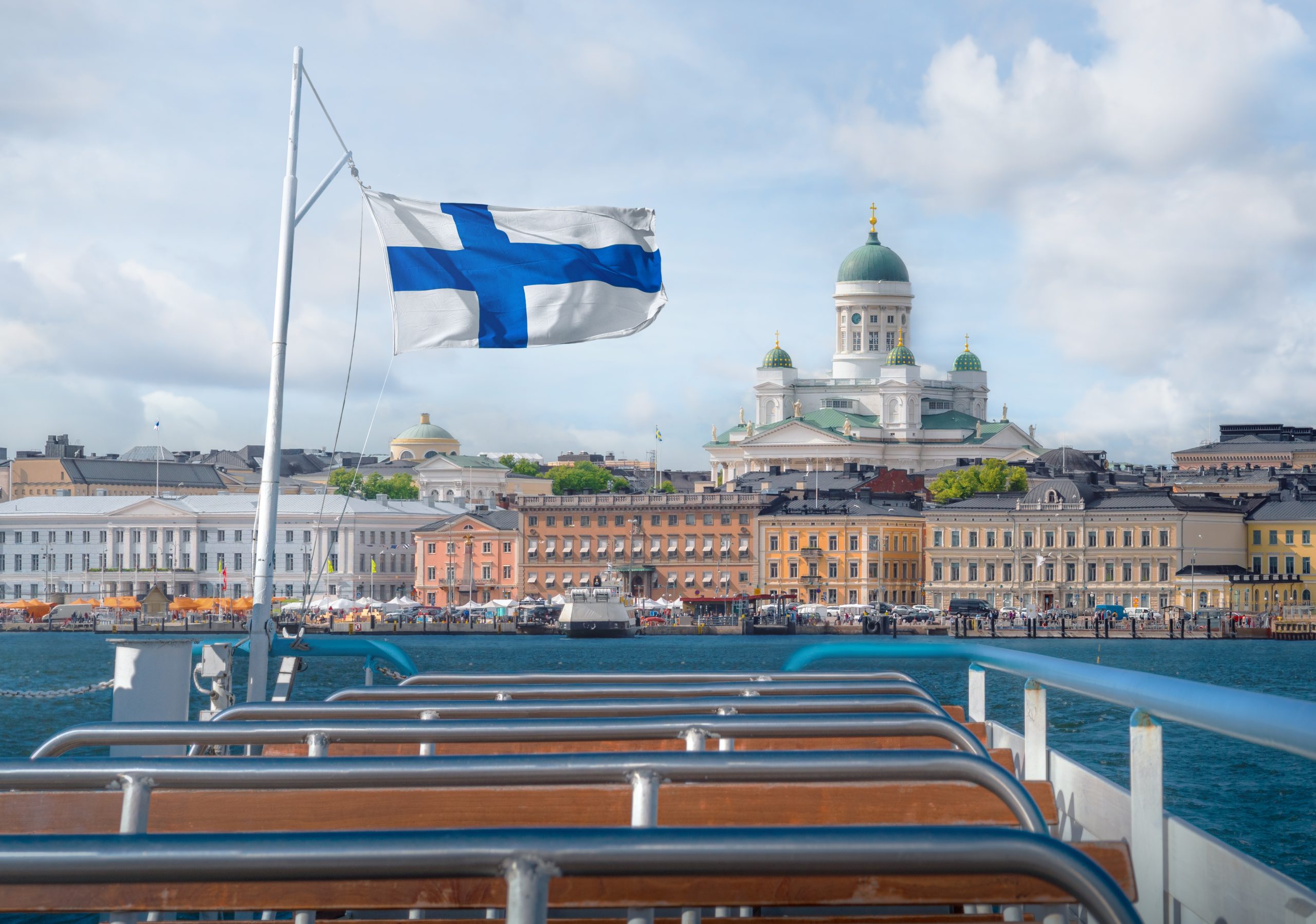 Finland flag on boat