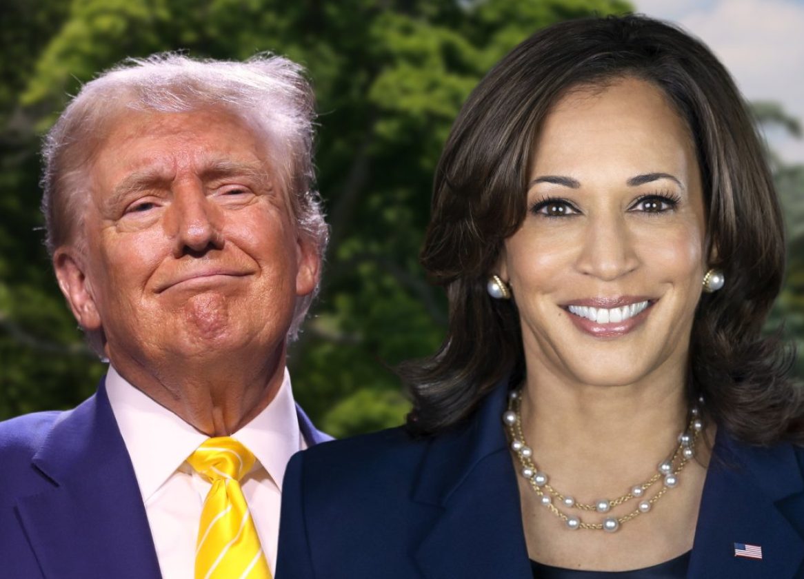 Kamala Harris Donald Trump witte huis White House amerikaanse verkiezingen bookmakers augustus 2024 Kamala Harris door Lawrence Jackson via whitehouse.gov. Donald Trump door Gage Skidmore via Flickr. Achtergrond witte huis door Daniel Schwen via Wikimedia.