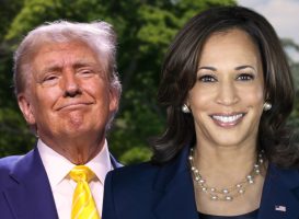 Kamala Harris Donald Trump witte huis White House amerikaanse verkiezingen bookmakers augustus 2024 Kamala Harris door Lawrence Jackson via whitehouse.gov. Donald Trump door Gage Skidmore via Flickr. Achtergrond witte huis door Daniel Schwen via Wikimedia.