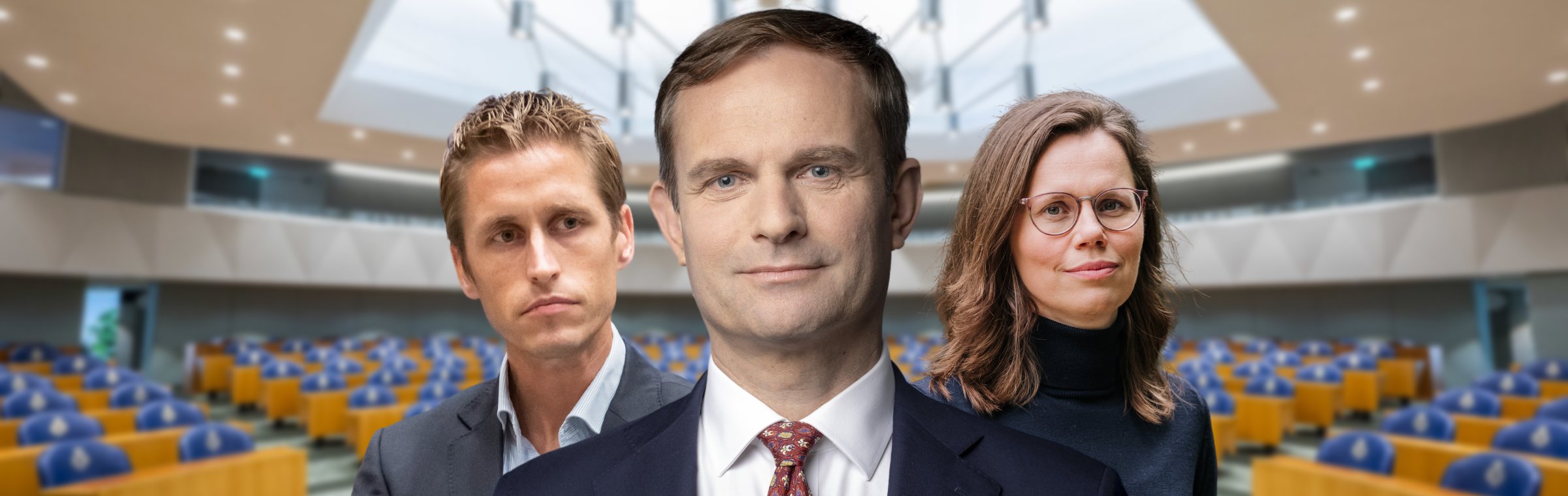 Teun Struycken (foto Martijn Beekman via rijksoverheid.nl https://www.rijksoverheid.nl/regering/bewindspersonen/teun-struycken/foto), Michiel van Nispen (foto door Koen Laureij via Pro Shots), Mirjam Bikker (foto door Nienke van Denderen Fotografie via ChristenUnie.nl https://www.christenunie.nl/nl/beeldbank). Achtergrond plenaire zaal door Tweede Kamer via Flickr (https://www.flickr.com/photos/tweedekamer/51398137855/in/album-72157719497766153)