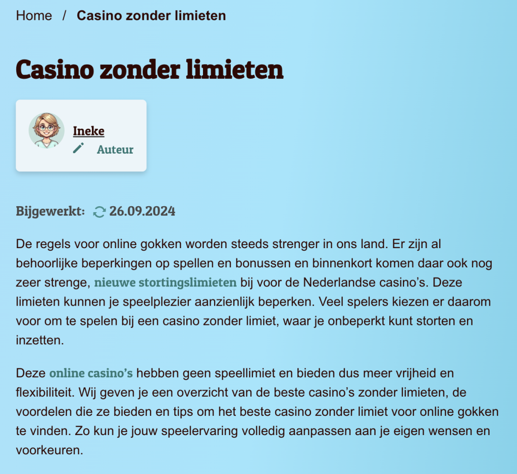 Casino zonder limiet