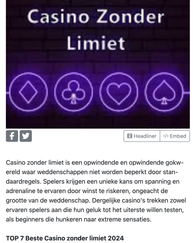 Casino zonder limiet