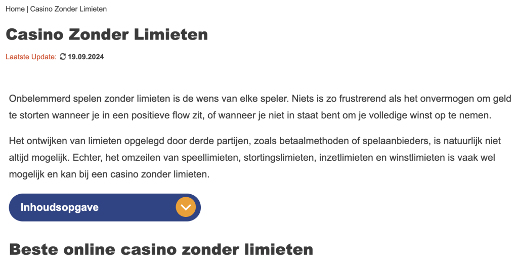 Casino zonder limiet