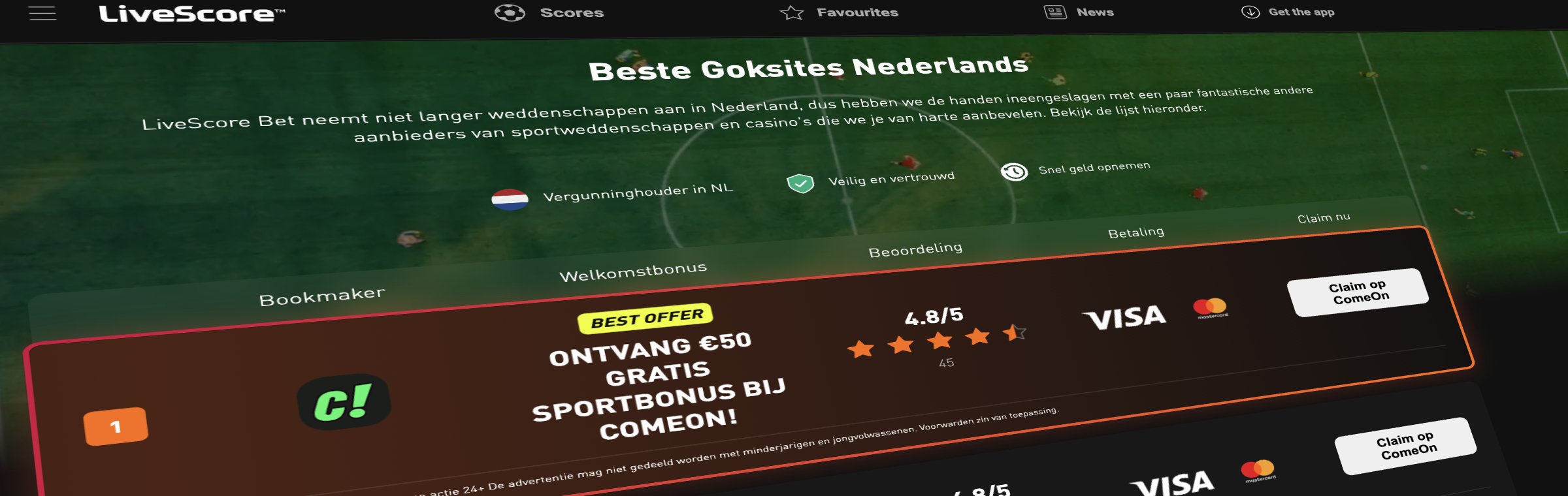 LiveScore Bet gestopt, nu affiliate voor ComeOn