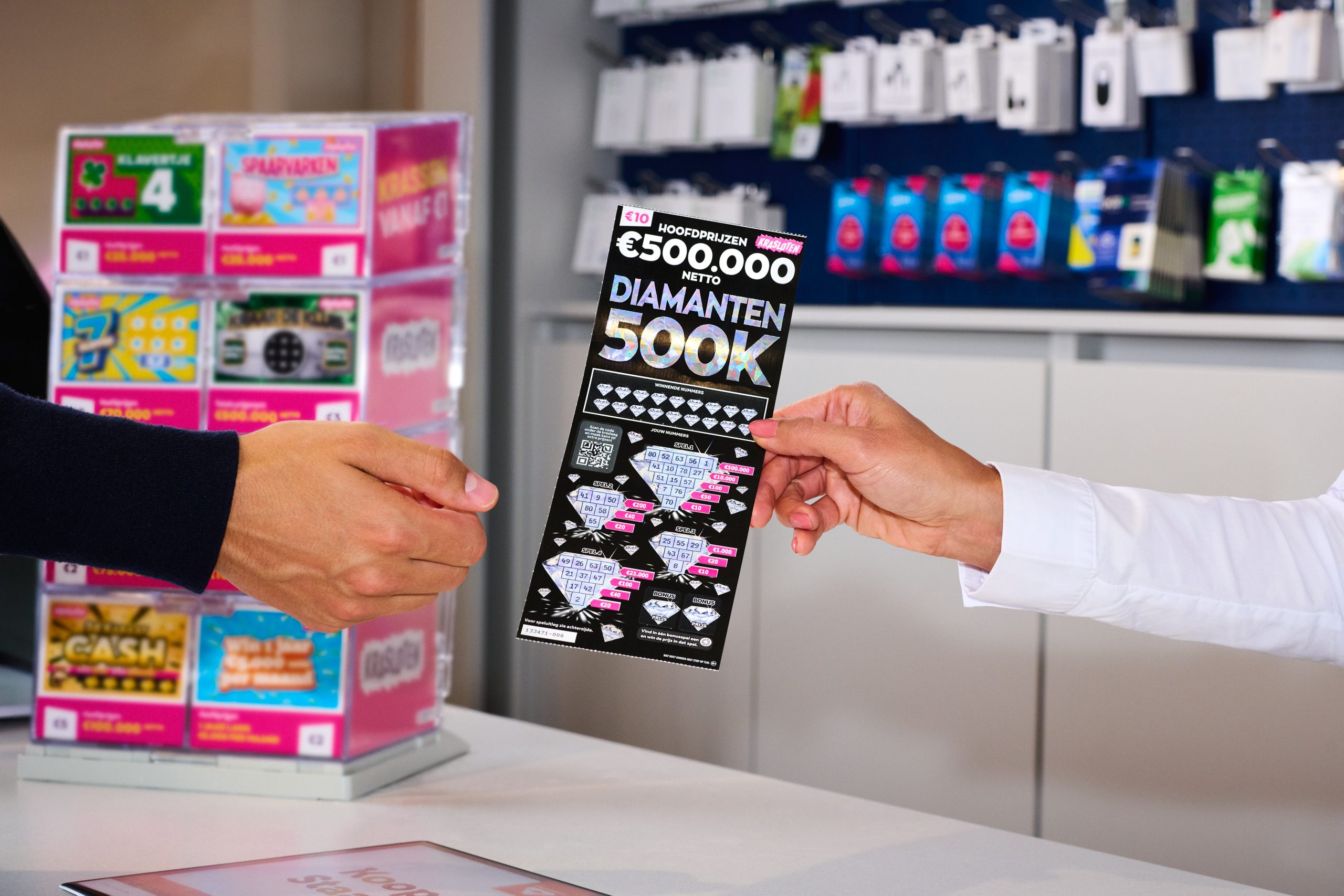 Krasloten Diamanten 500K winkelverkoop (foto via Nederlandse Loterij)