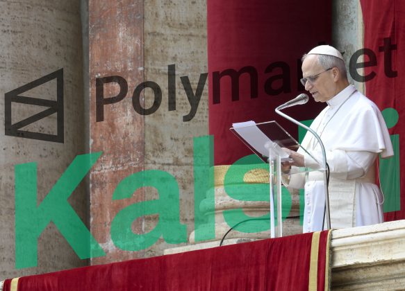 Paus weddenschappen Rome, Vatican, 2025/5/11.Pope Leo XIV during his first Reginal Caeli prayer from the main central loggia of St Peter's basilica in The Vatican. Photograph by VATICAN MEDIA / Catholic Press Photo (Photo by VATICAN MEDIA / ipa-agency.net/IPA/Sipa USA via proshots)