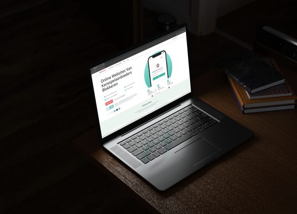 Mockup van BetBlocker op een laptop