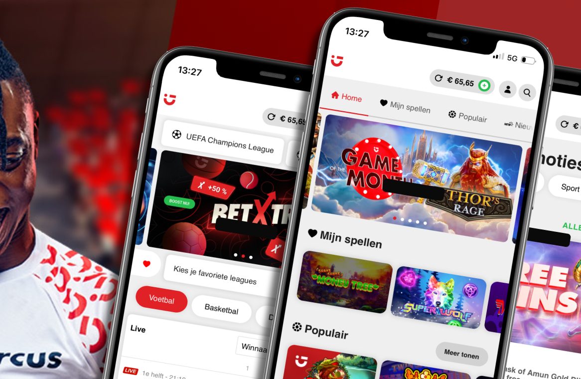 Screenshots van de Circus app voor casino en sportweddenschappen