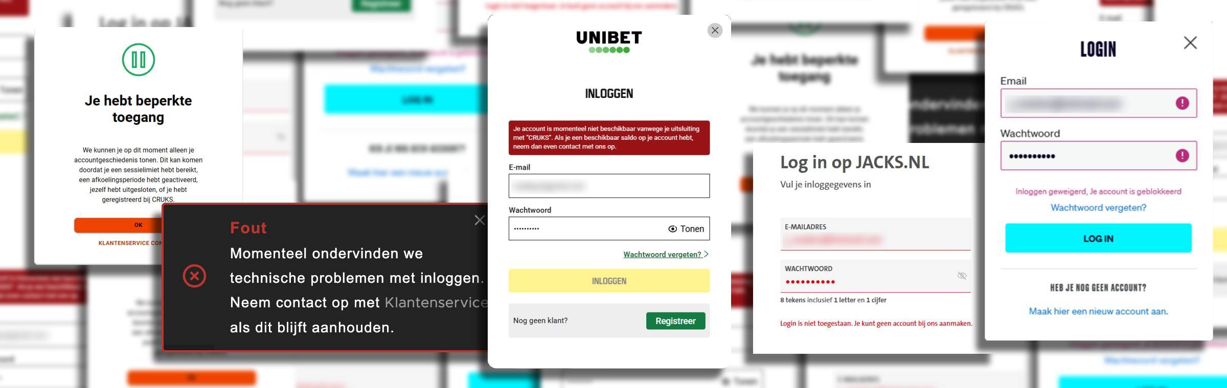 Onderhoud Cruks, storing bij online casino's