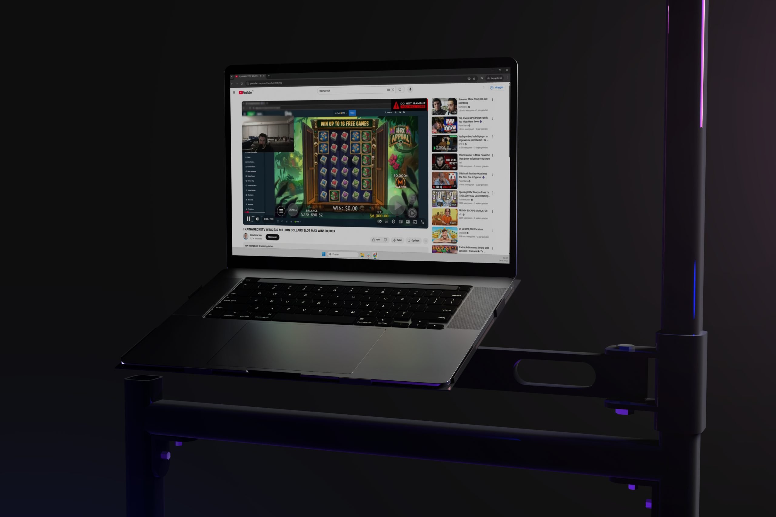 Mockup van een video van TrainWreck op YouTube