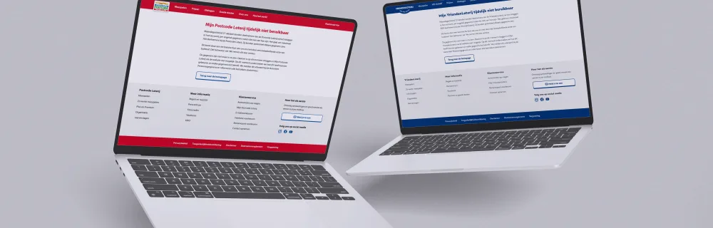 afbeelding van twee laptops met daarop de postcode loterij datalek