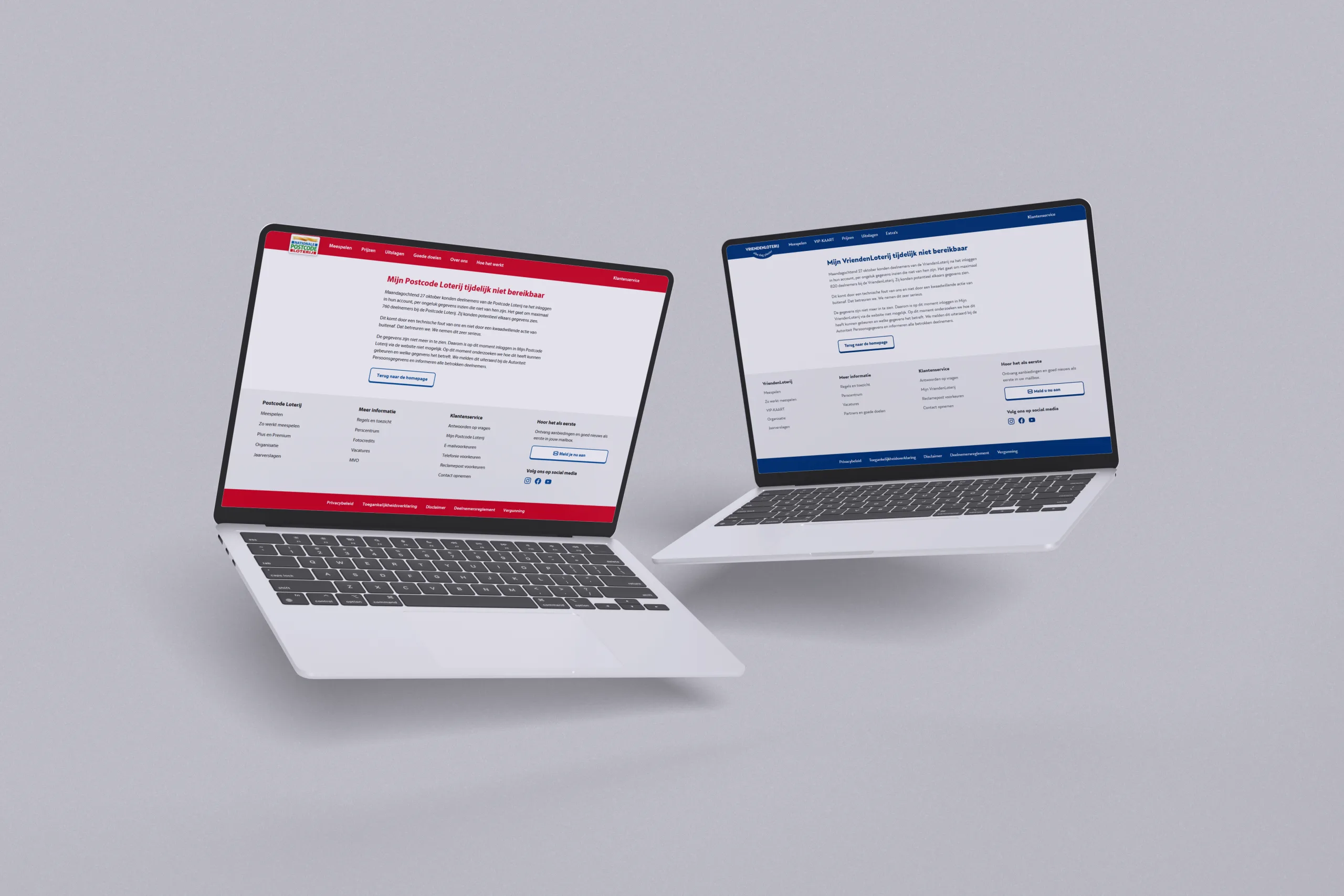 afbeelding van twee laptops met daarop de postcode loterij datalek